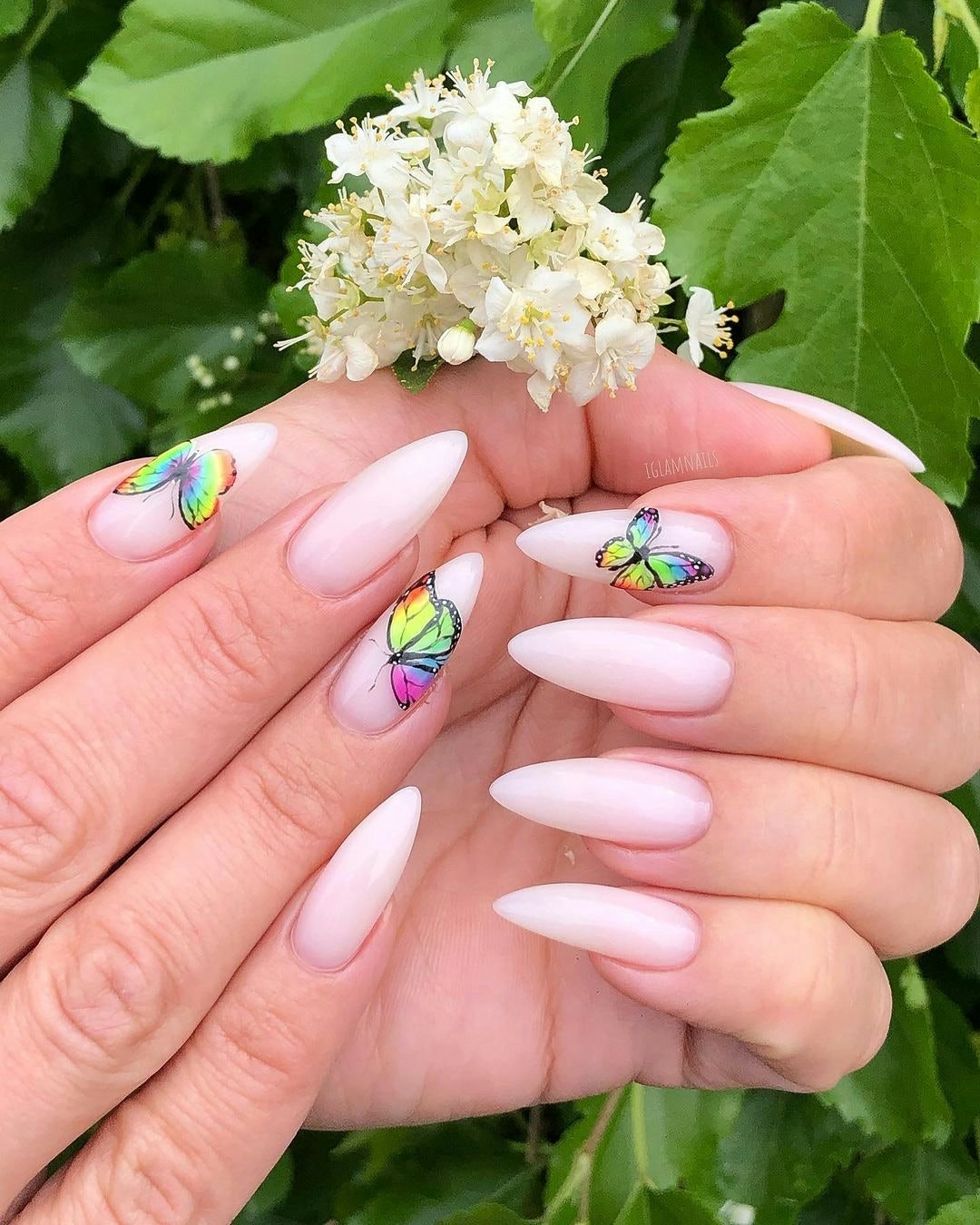 Cute Spring Nails That Will Never Go Out Of Style : Blue butterfly spring  nails