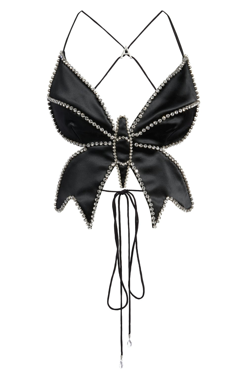 Crystal Butterfly Satin Crop Top