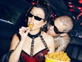 These photos of Kourtney Kardashian and Travis Barker's Daring Plant Chicken ads are hot.