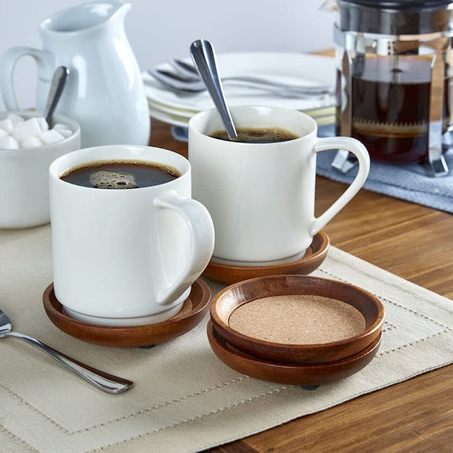 Kamenstein Natural Acacia Wood and Cork Stackable Coasters (4-Pieces)