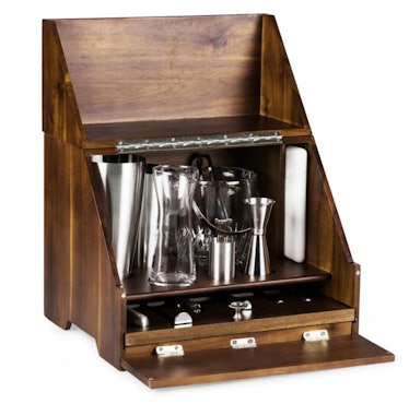 James Modern Classic Acacia Wood Cocktail Bar Set Box