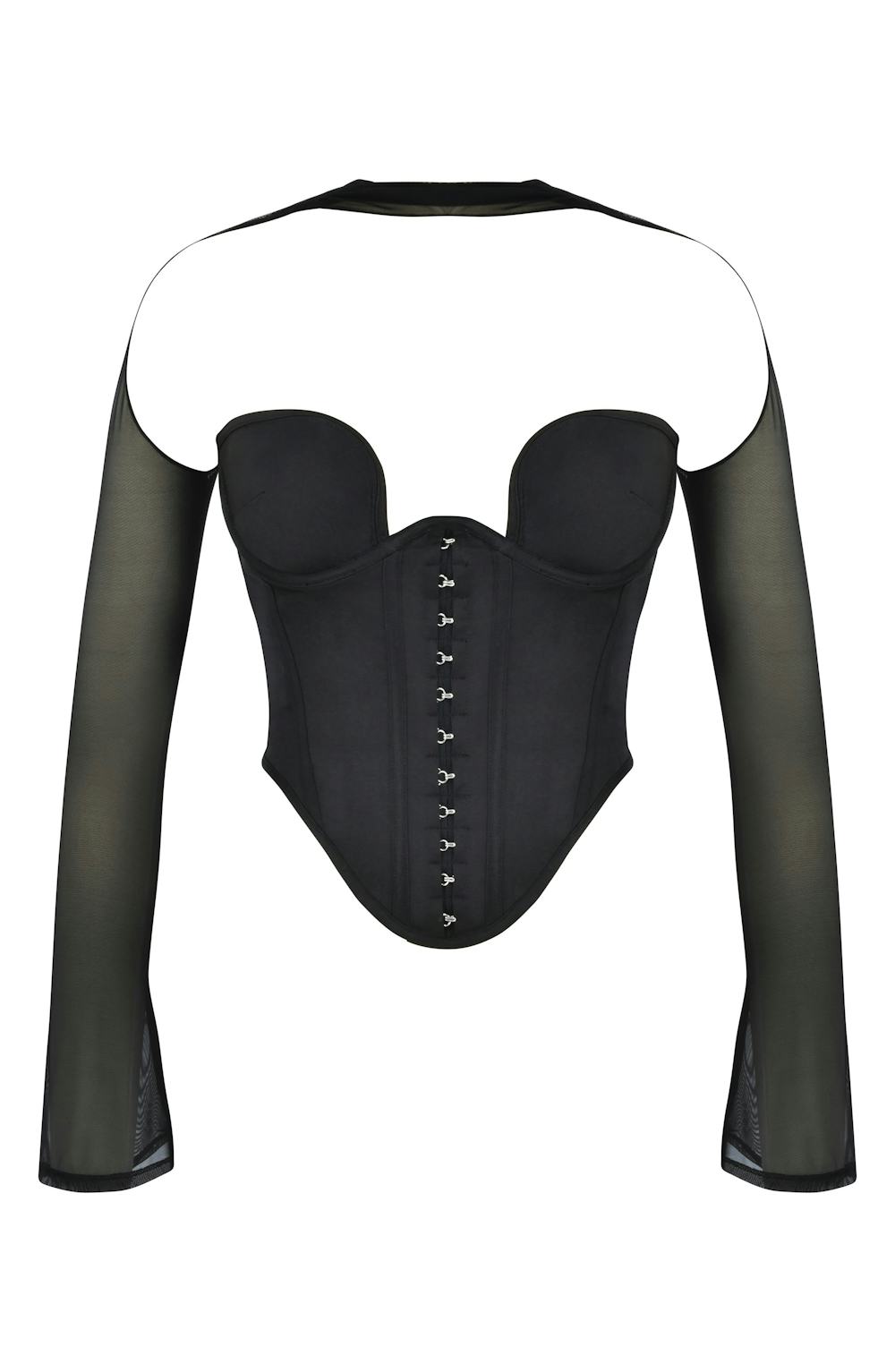 Plunge Long Sleeve Corset Top
