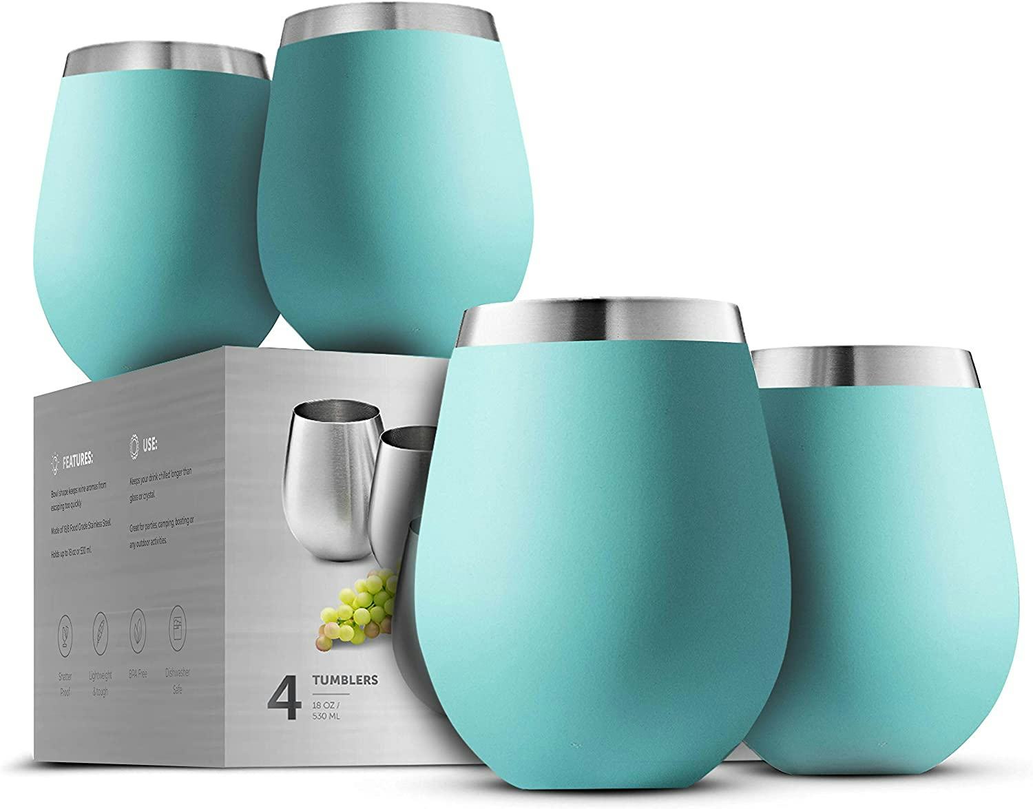 Finedine Stainless Steel Unbreakable Wineglasses (4-Pack)