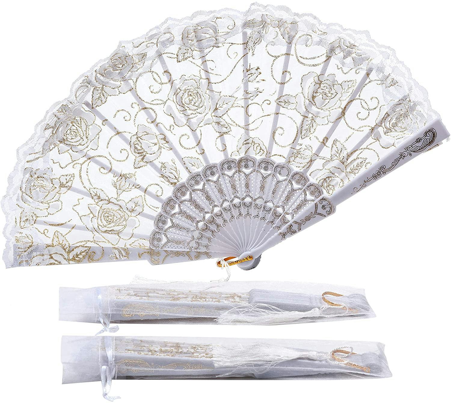 This Sepwedd set offers some of the best lace hand fans for weddings.