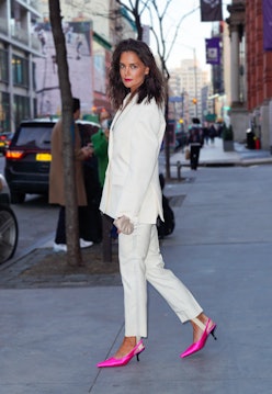  Katie Holmes is seen on March 02, 2022 in New York City