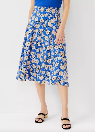 Ann Taylor Floral Paperbag Pleated Midi Skirt is available in midsize