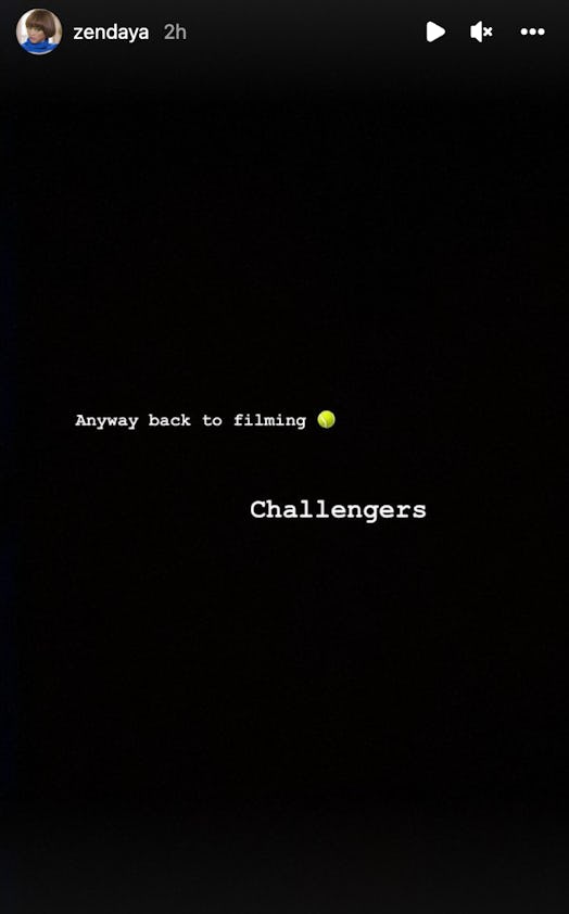 In an Instagram Story on June 15, Zendaya said she’s currently filming ‘Challengers,’ a film directe...