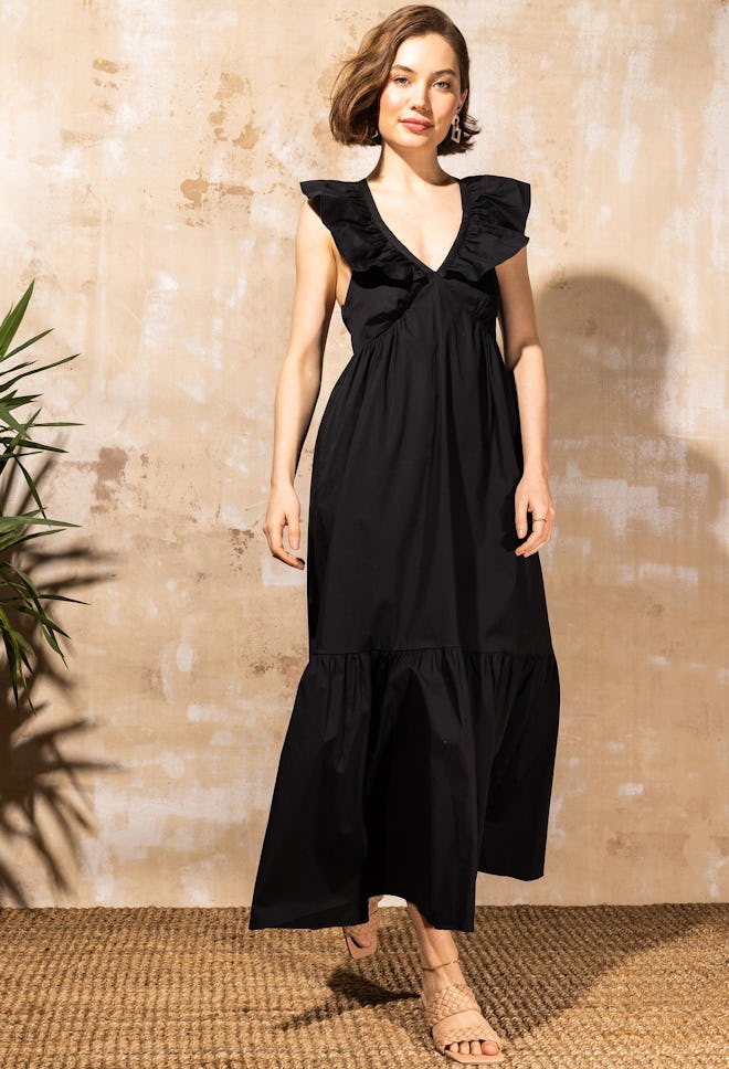 Mott50 black ruffled Serena maxi dress