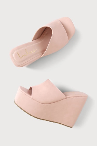 Callyy Pink Platform Slide Sandals