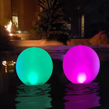 Floating pool lights provide ambience and fun.