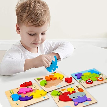 SKYFIELD STEM Wooden Animal Puzzles (4-Pack)
