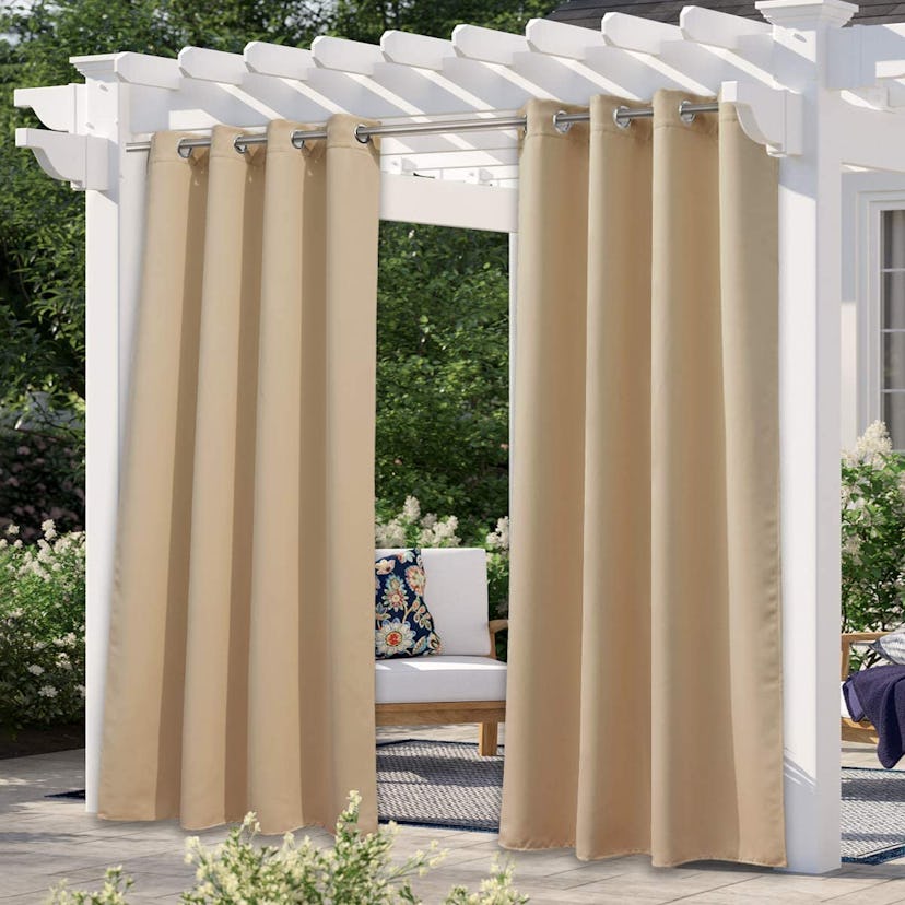 Blackout patio curtains block the hot sun and prying eyes.