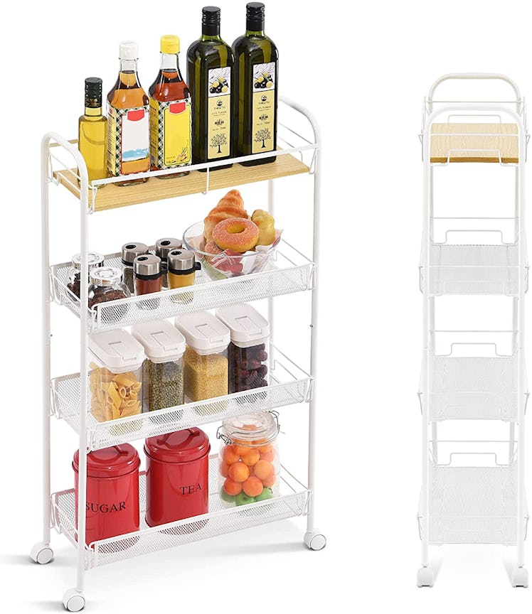 KINGRACK 4-Tier Slim Rolling Cart