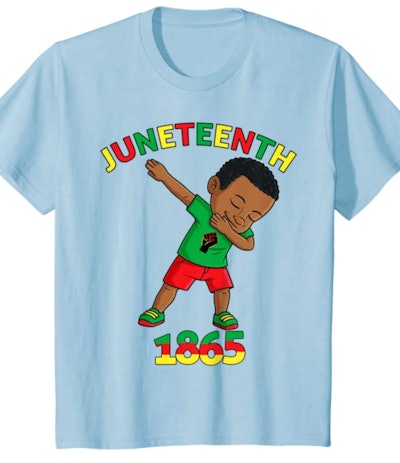 Kids Dabbing Black King Juneteenth Melanin Brown Skin Boys Dab T-Shirt