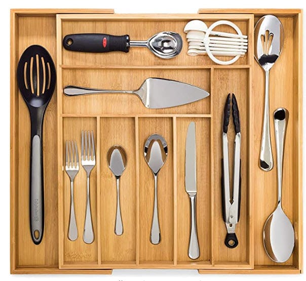 Premium Bamboo Drawer Organizer, Silverware Organizer