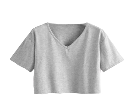 Romwe Short Sleeve V Neck Crop Tee