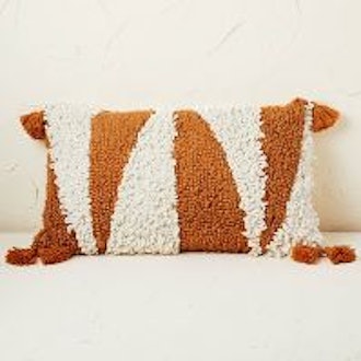 rust oversized tufted shag throw pillow