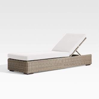 Abaco Resin Wicker Outdoor Chaise Lounge with White Sand Sunbrella ® Cushion