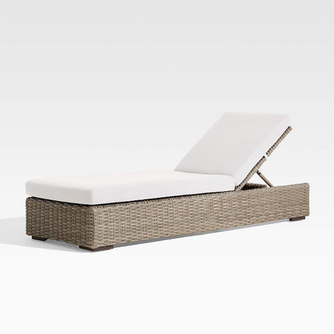 Abaco Resin Wicker Outdoor Chaise Lounge with White Sand Sunbrella ® Cushion