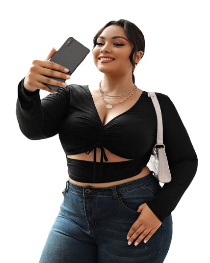 Romw Knot Front Long Sleeve Top