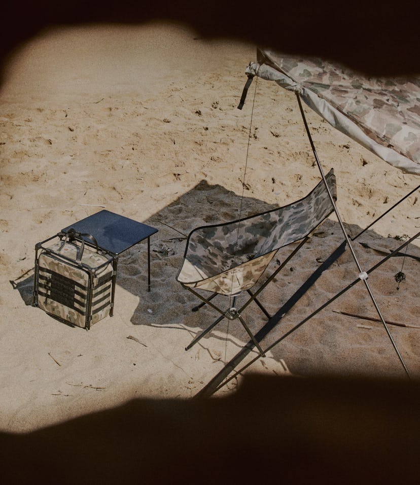 Helinox for Carhartt WIP features a chair, a workspace desk, and a tent.