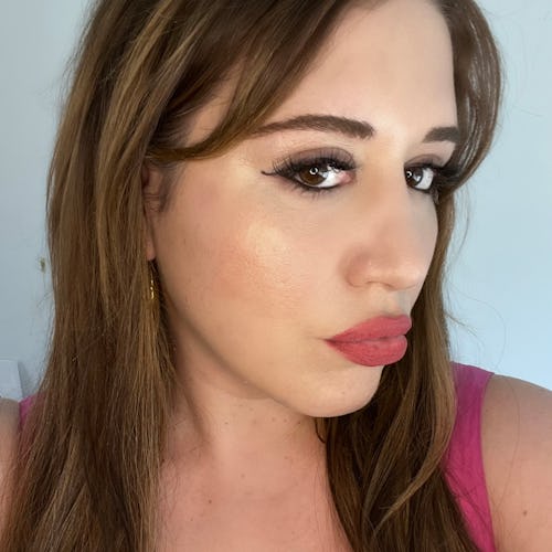 Danielle Sinay wears Danessa Myricks Beauty Yummy Skin Blurring Balm Powder.