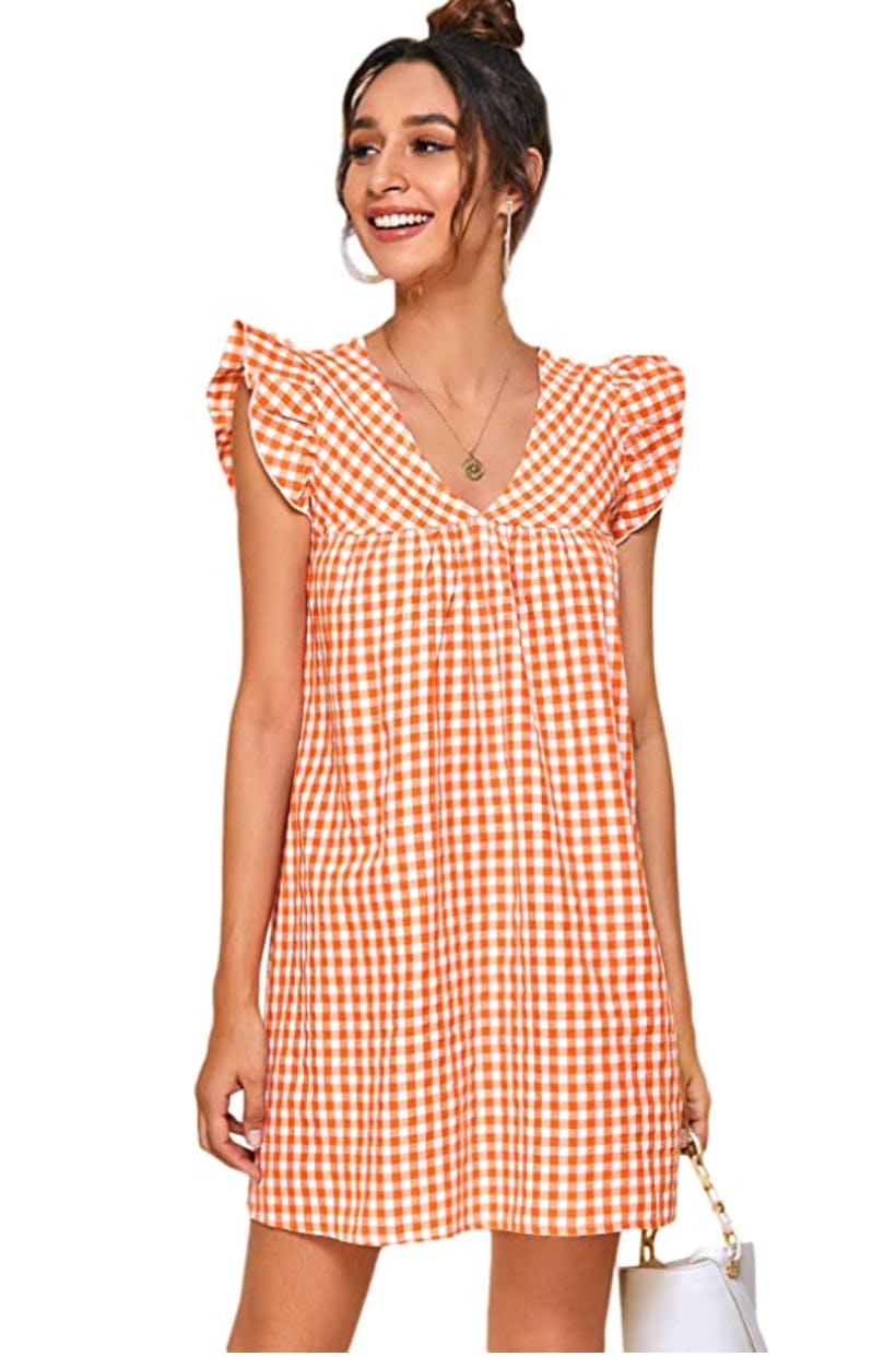 Romwe V-Neck Ruffle Dress