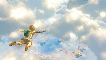 screenshot of Link flying in the sequel to Breath of the Wild