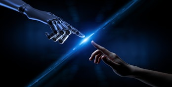 Touching human and robot fingers