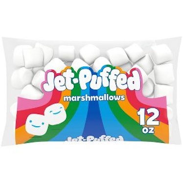 Jet-Puffed's glow-in-the-dark marshmallow package is lit.