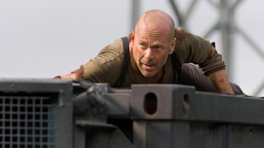 Bruce Willis in the action scene from the Die Hard movie