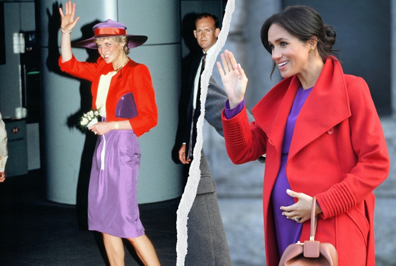 Pregnant Meghan Markle wearing a very similar dress to the one Princess Dianna did back in 1990