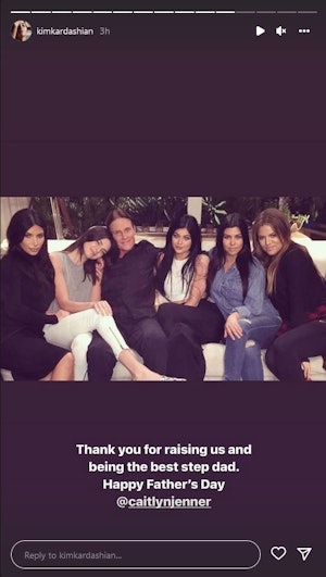 Kim Kardashian celebrated Caitlyn Jenner in a Father's Day Instagram story.