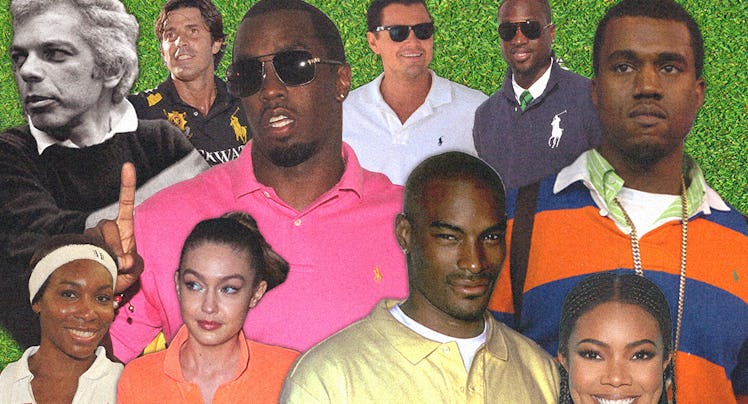 A collage of celebrities wearing polo shirts