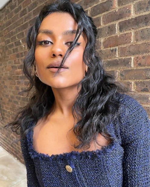 Simone Ashley selfie half-up hair