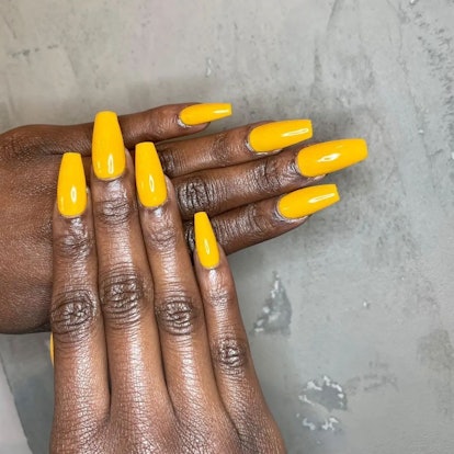 Opt for saffron coffin nails this summer.