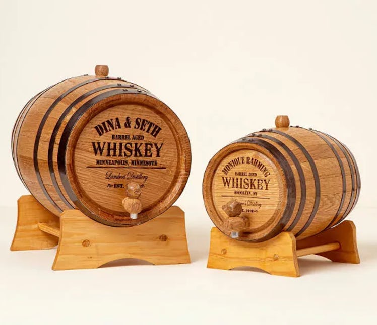 Gifts for dad who wants nothing include a personalized whiskey barrel.