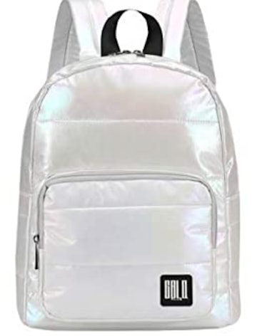 GBLQ's iridescent backpack with puffy details.