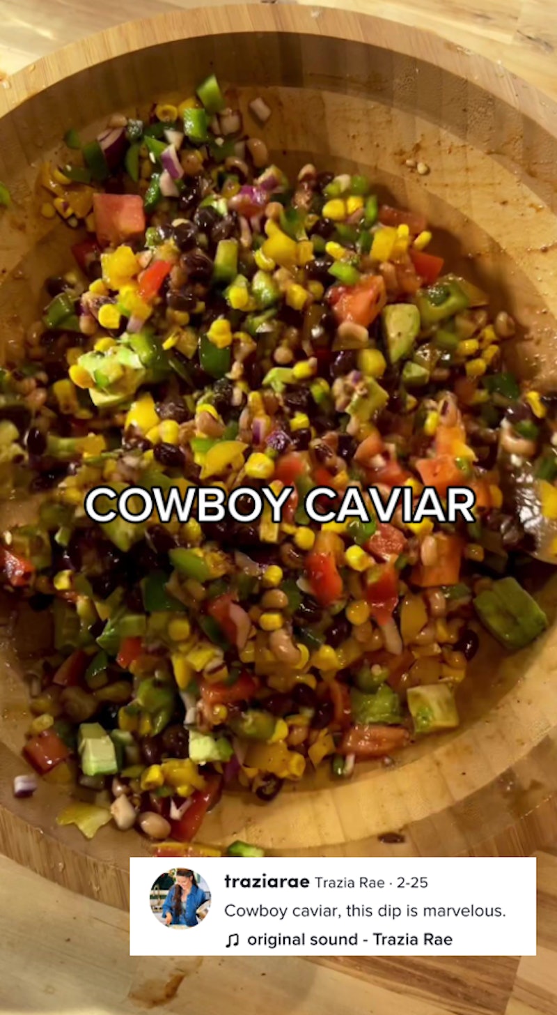 TikToker Trazia Rae makes Cowboy Caviar, the latest viral recipe trending on TikTok.