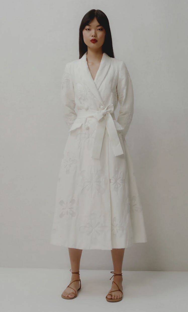 Camden White Floral Linen Coat