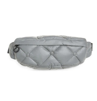 A grey, padded fanny pack from Nordstrom.