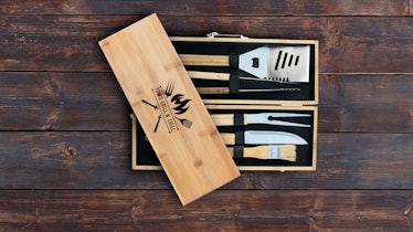 A personalized grill gift set is a great gift for dad who wants nothing.