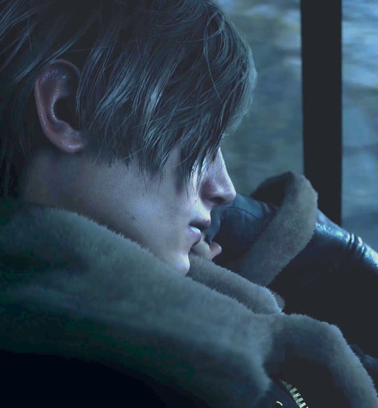 Leon S. Kennedy sitting next to a window in Resident Evil 4 