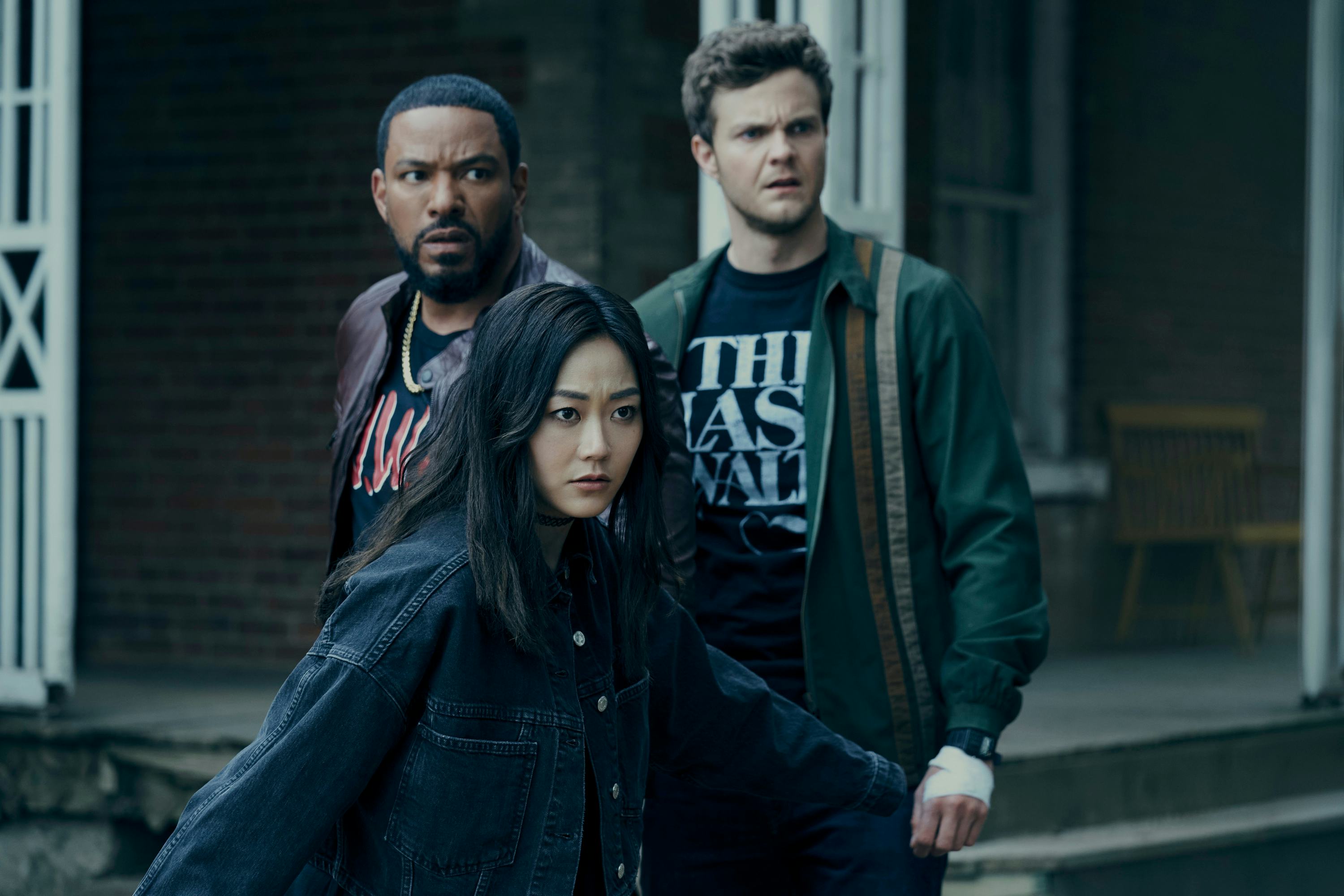 Laz Alonso as Mother&rsquo;s Milk, Karen Fukuhara as Kimiko, and Jack Quaid as Hughie Campbell in &lsquo;The Boy&hellip;
