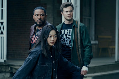 Laz Alonso as Mother's Milk, Karen Fukuhara as Kimiko, and Jack Quaid as Hughie Campbell in 'The Boy...