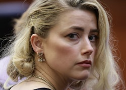Actor Amber Heard waits before the jury said that they believe she defamed ex-husband Johnny Depp wh...