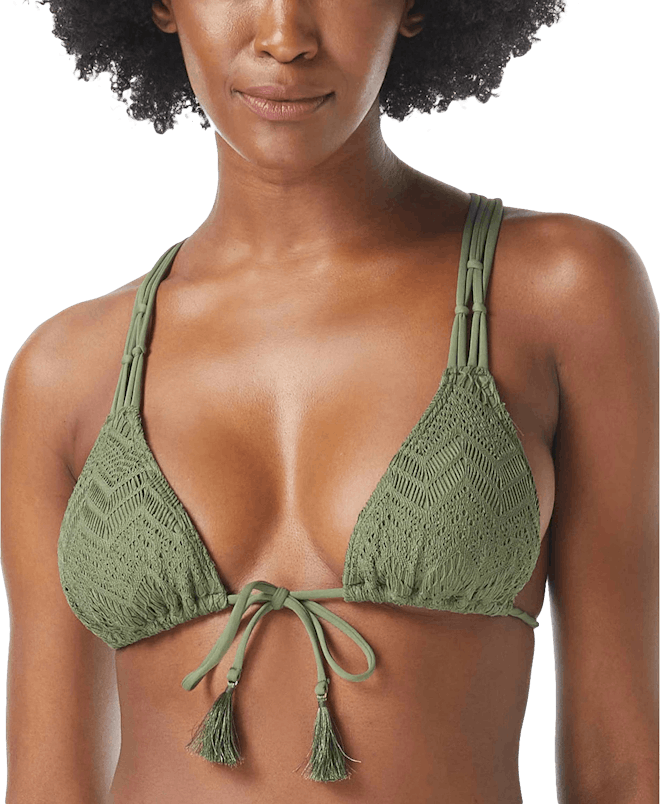 Crochet Tie-Front Triangle Bikini Top