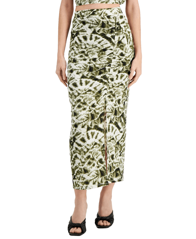 Printed Ruched Slit-Front Skirt, Created for Macy's
