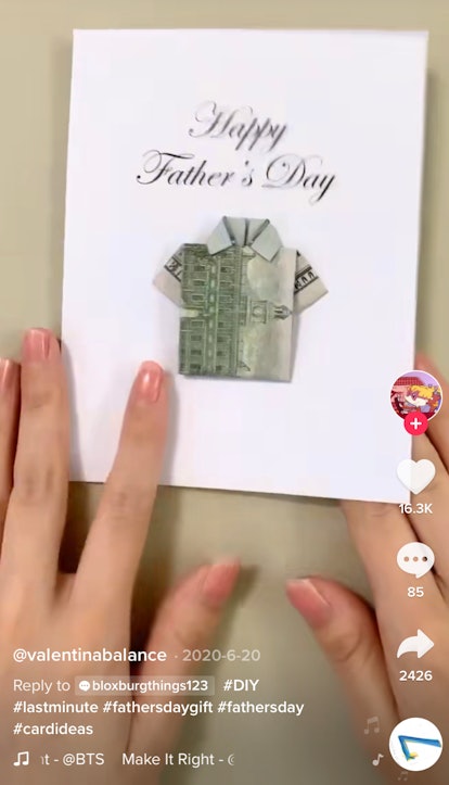 A last-minute Father's Day 2022 gift idea from TikTok is this origami money card. 