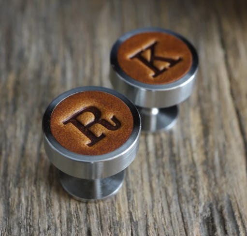 etsy kingsley leather personalized cufflinks